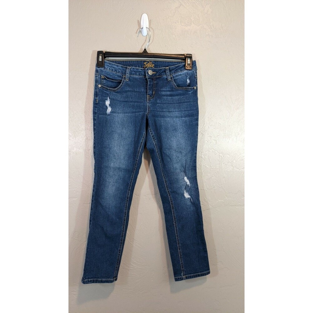 Justice Girls Size 10.5 Blue Distressed Simply Low Super Skinny Stretch Jeans